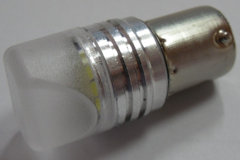 Лампа светодиодная    12V T25  6 диодов SMD белая (BA15S) 3D с функцией стробоскоп выход 1.3W