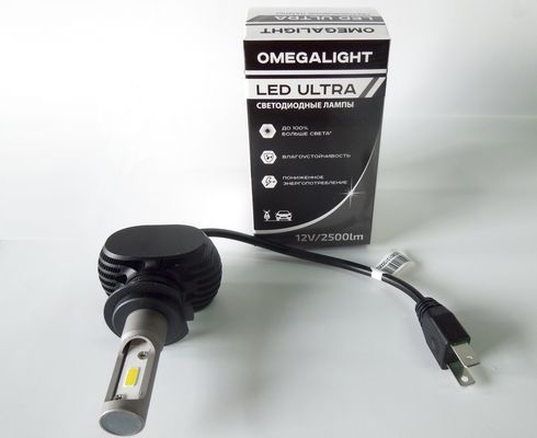 Лампа H7 12V LED 2 диода COB белая 2500LM Ultra