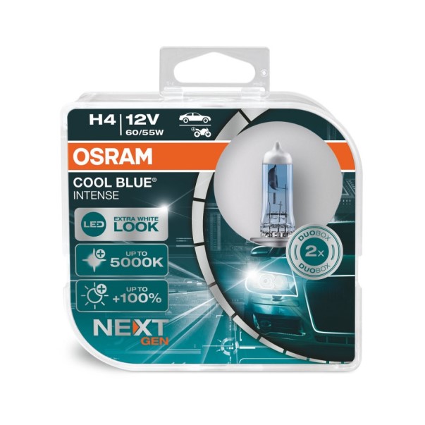 Лампа Osram H4 12V 60/55W COOL BLUE INTENSE (NEXT GEN) P43t (5000К) (на 100% больше света на дороге)
