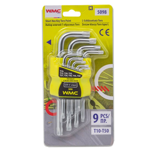 Набор  торкс (TORX) Г-образных  9 предм. T10,T15,T20,T25,T27,T30,T40,T45,T50