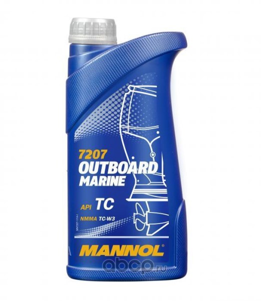 Масло моторное MANNOL 2 такт. 7207 OUTBOARD MARINE W3 полусинт. 1л.  для подвес. лод. мот. с водян. охлаж.