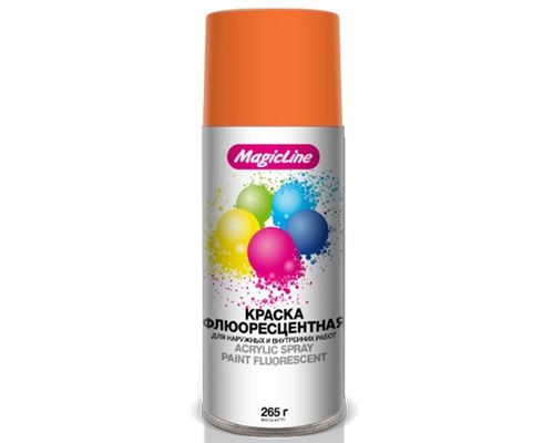 Краска оранжевая флюоресцентная 400мл (265гр) аэрозоль (MagicLine)