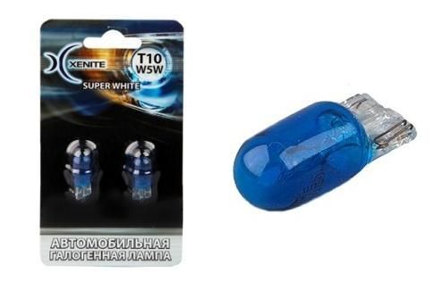 Лампа Xenite 12V W5W (W2.1x9.5d) +30% Super White 4000K бесц. блистер 2шт