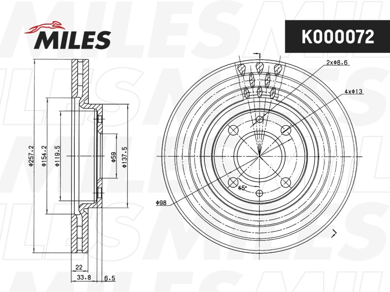 Диск тормозной FIAT DOBLO 05-/IDEA 04-/PANDA 99-/STILO 02- передний (TRW DF2734) K000072
