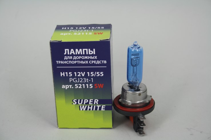 Лампа МАЯК H15-12-15/55 (PGJ23t-1) SUPER WHITE (ярко-белая)