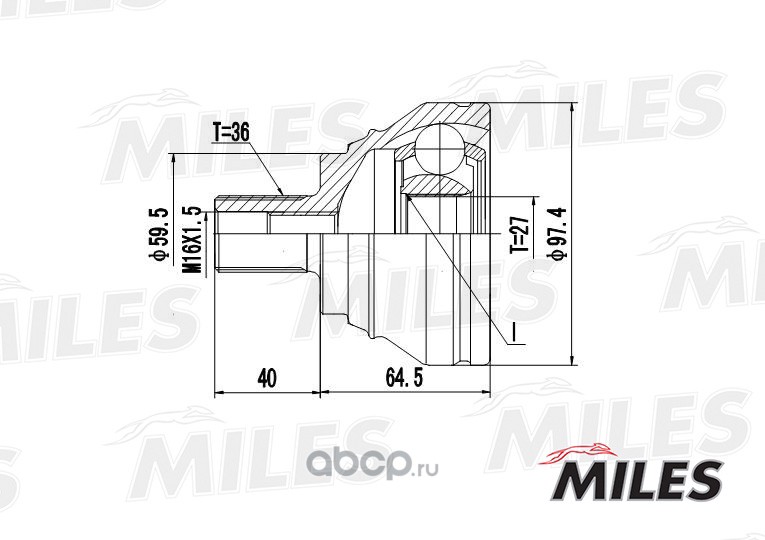 ШРУС AUDI A3/VW G5/G6/PASSAT/TOURAN/Tiguan/CADDY 1.4-3.2 03- нар. GA20024