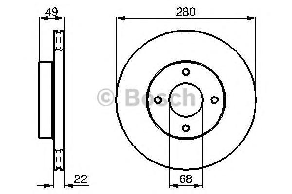 Диск тормозной передний Nissan Almera N16 2000-2006 г. (280x22)