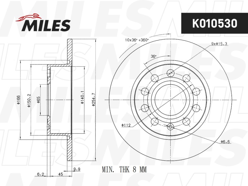 Диск тормозной задний AUDI A3 03-/Skoda OCTAVIA/YETI/VW CADDY/GOLF 03- (TRW DF4276) K010530