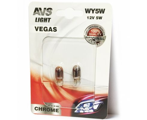 Лампа AVS Vegas CHROME в блистере 12V. WY5W (W2,1x9,5d) yellow-2 шт.