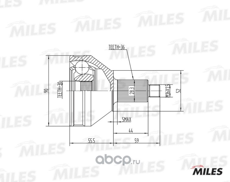 ШРУС VW POLO SEDAN RUS 11-/Skoda Rapid/FABIA/ROOMSTER 1.2-2.0 00- нар. GA20020