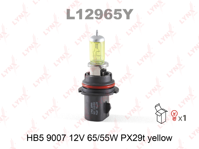 Лампа HB5 12V 65/55W PX29t (9007) YELLOW (желтая)