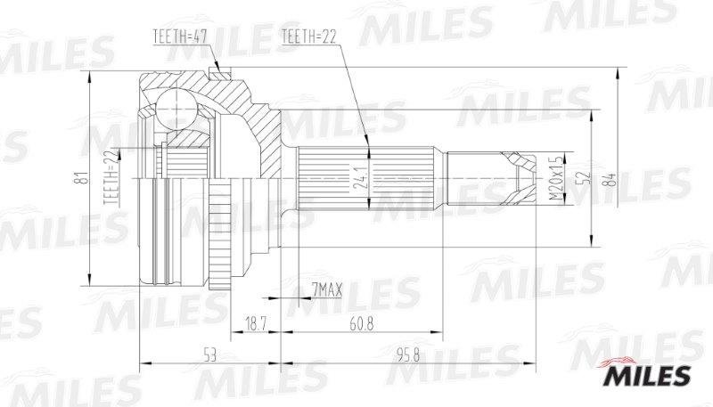ШРУС наружный Chevrolet Aveo 1.4, 1.5 03-08, 08- с кольцом АБС
