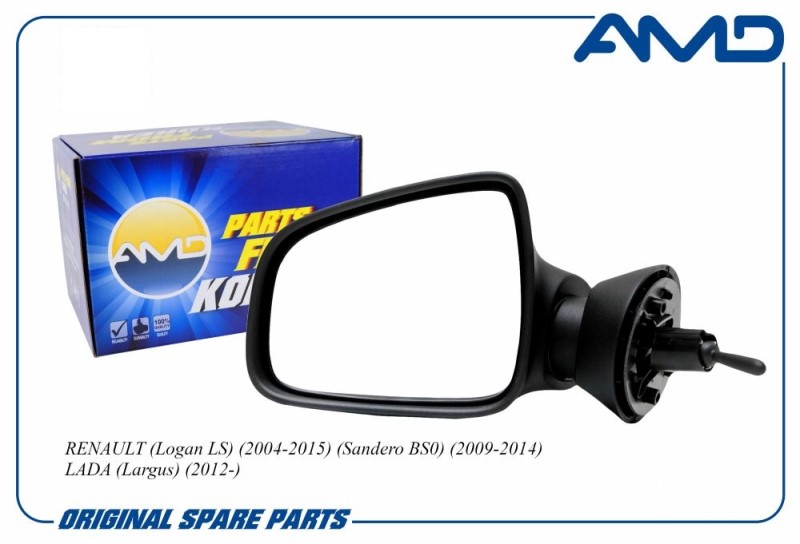 Зеркало бок. Renault Logan Lada Largus лев. механ. до 2014 г. (большое)