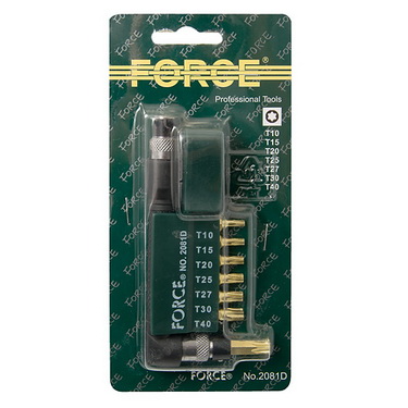 Набор  торкс (TORX) /вставки/ 8 пр  с держ. Г-обр.1/4 Force