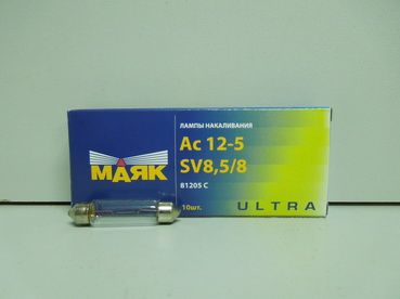 Лампа МАЯК 12V C5W 44мм. салон.