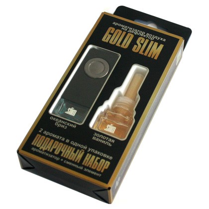 Освежитель воздуха на дефлектор GOLD SLIM Океанский бриз+золотая ваниль 8 мл