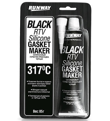 Герметик прокладка черный силиконовый 85гр (RUNWAY)