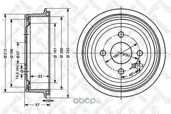 Барабан тормозной Daewoo Nexia Lanos