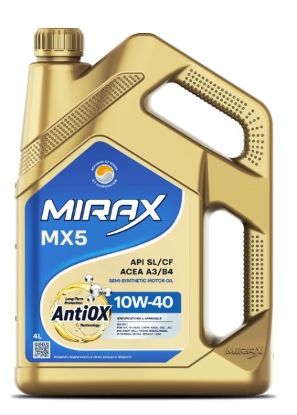 Масло MIRAX MX5 SAE 10W-40 ACEA A3/B4 API SL/CF 4л  п.синт