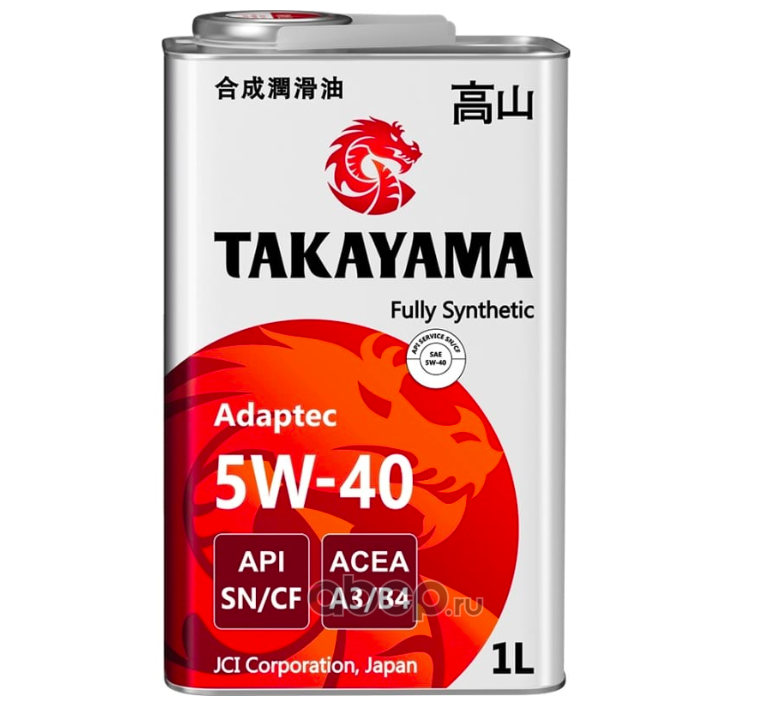 Масло моторное TAKAYAMA Adaptec SAE 5W-40 API SN/CF, ACEA A3/B4 1л синт. жесть