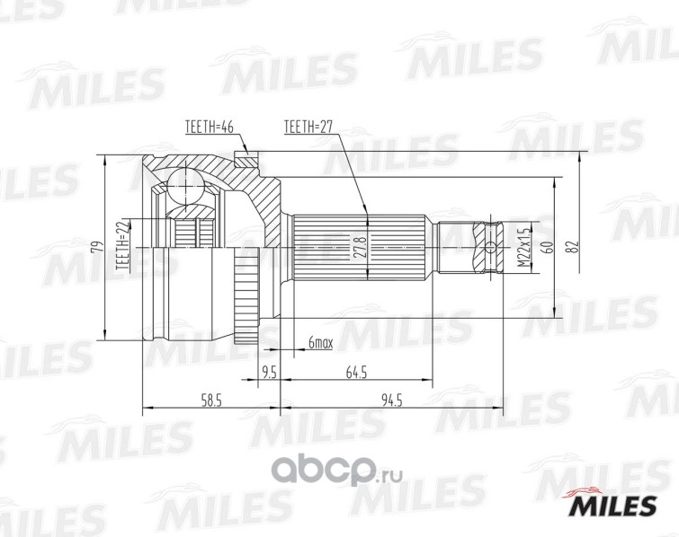 ШРУС Hyundai I30/Kia CEED 1.4-1.6 06- нар. (ABS) (GKN 305003) GA20167