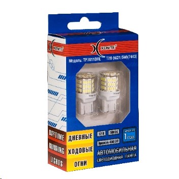 Лампа светодиод. 12V T20/5 бесцок. 78 диодов SMD белая 5000К 450Lm (W21/5W) для ДХО 2шт