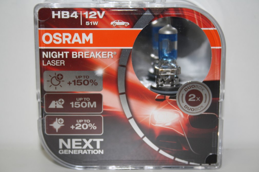 Лампа Osram HB4-12-51 P22D +150%  Night Breaker Laser набор 2шт