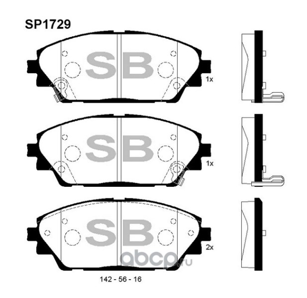 Колодки передние MAZDA 3 (BM) 13-, CX-3 15- SP1729