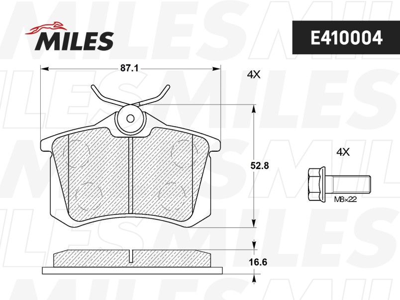 Колодки тормозные AUDI A4 (B5,B6) A6 (C5), CITROEN C4,Peugeot 307,308) задн. без датчика+болты