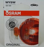Лампа Osram 12V WY5W бесцокольная желтая (блистер 2шт.)
