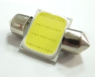 Лампа светодиод. 12V T11 салон. 31мм 1 диод COB белая (SV8.5) 12 чипов (10шт)