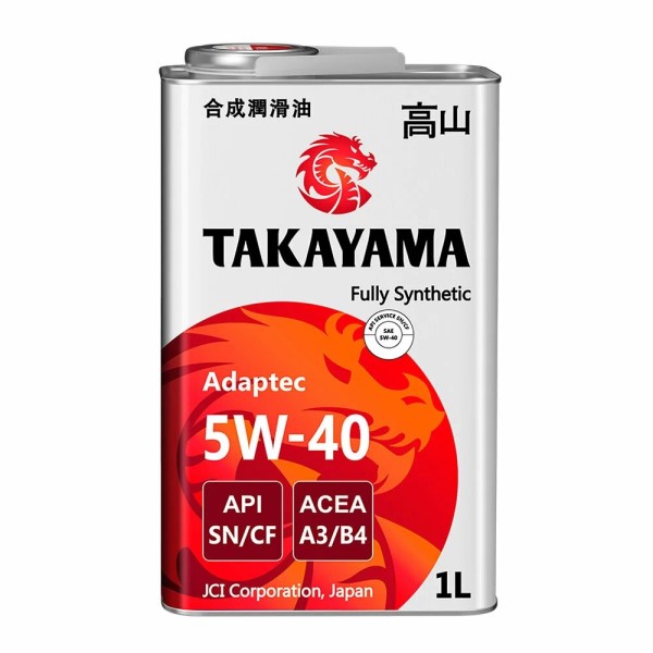 Масло моторное TAKAYAMA Adaptec SAE 5W-40 API SN/CF, ACEA A3/B4 1л синт. жесть
