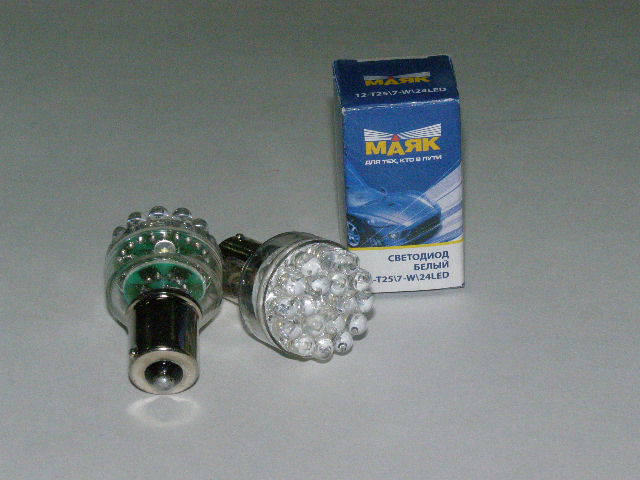 Лампа светодиод. 12V 21 Вт одноконт.(W21W)24 LED белая