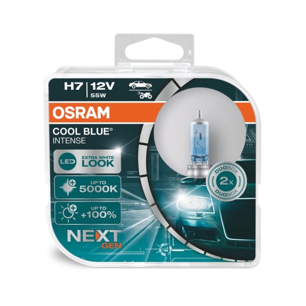 Лампа Osram H7 12V 55W COOL BLUE INTENSE +100% (NEXT GEN) PX26d (5000К) (на 100% больше света на дороге)
