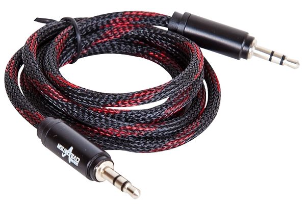 Кабель AUX аудио с разъемом Jack 3,5мм 1м черно-красный