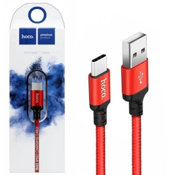 Кабель USB - USB Type-C 1м 3А, красный