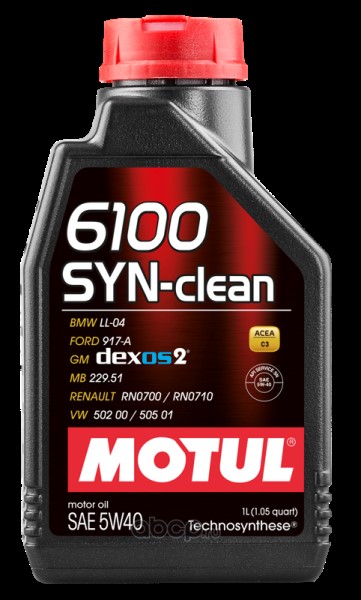 Масло моторное MOTUL 6100 Syn-Clean 5W40  1л. синт. (Kia/Hyundai,Mitsubishi,Nissan,Suzuki, SsangYong,Toyota) (бенз., ди