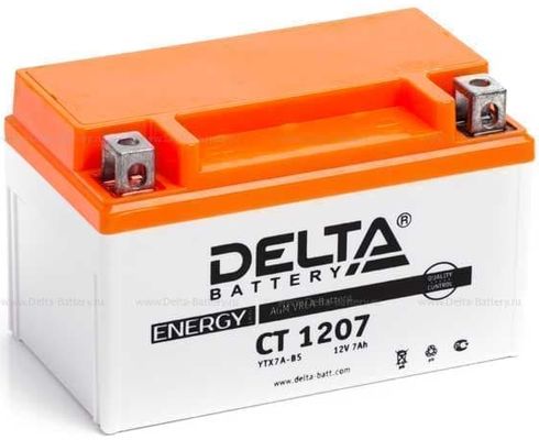 Аккумулятор 12V 7Ah для скутеров DELTA (YTX7A-BS,) прям.поляр.