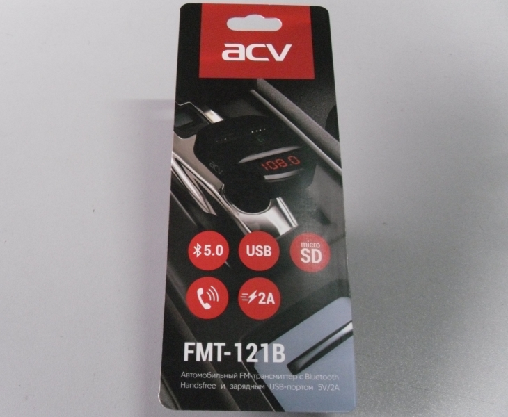 Трансмиттер FM (модулятор) ACV FMT-121B ЖК-дисплей, USB, microSD, Bluetooth