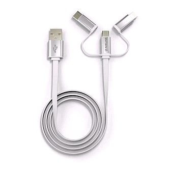 Кабель USB универсальный 3в1 iPhone 8pin (Lightning), microUSB, USB Type-C  1,2м Soft-Touch