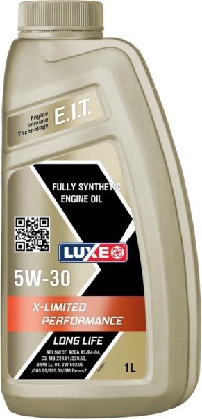 Масло моторное LUXE Premium X-LIMITED PERFORMANCE LL 5w-30 SN/CF, A3/B4-04, С3 синт. бенз./дизель (1л)