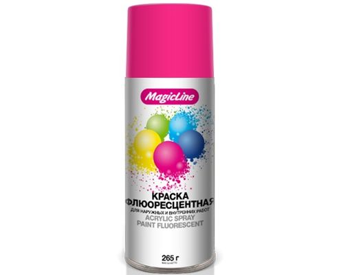 Краска розовая флюоресцентная 400мл (265гр) аэрозоль (MagicLine)
