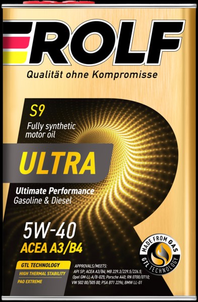Масло моторное Rolf Ultra SAE 5W40 ACEA A3/B4, API SP синт. 4л жесть