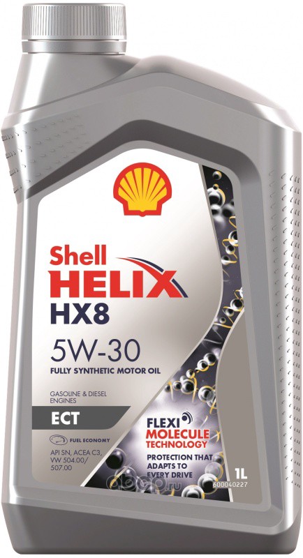 Масло моторное SHELL HELIX HX8 ECT 5W30 API SN, ACEA C3, VW 504.00/507.00, MB 229.31, 229.51 синт. 1л. Турция