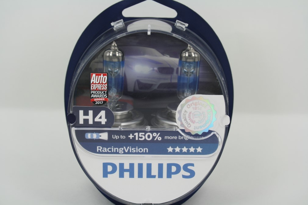 Лампа PHILIPS H4-12-60/55 +150% RACING VISION 3500К набор 2шт