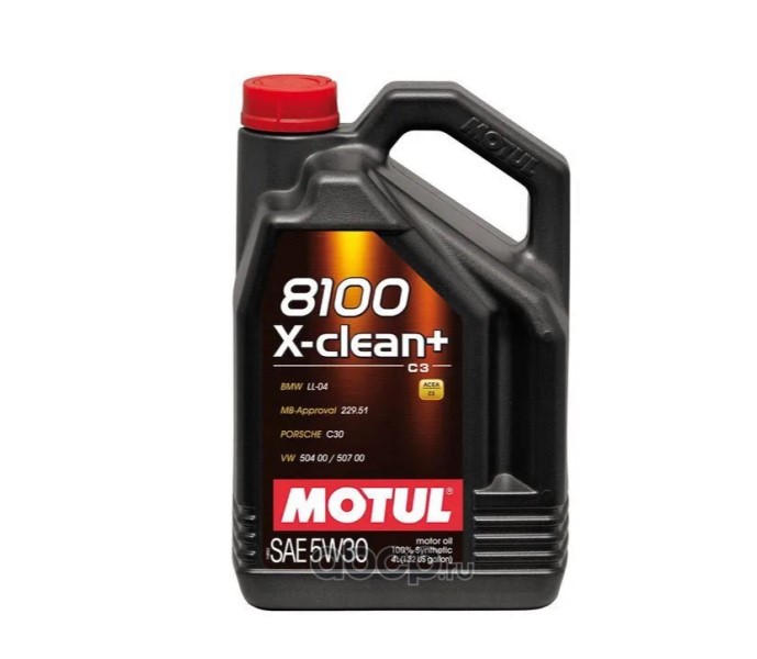 Масло моторное MOTUL 8100 X-CLEAN PLUS 5W30 4л. синтетика VW 504 00 / 507 00 ; PORSCHE C30 ; MB-Approval 229.51 ; BMW LL