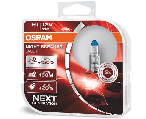 Лампа Osram H1-12-55 +150% Night Breaker Laser набор 2шт