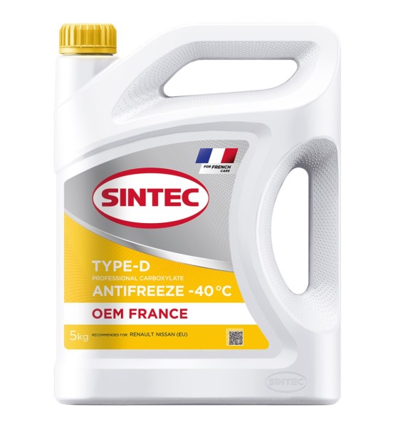 Антифриз SINTEC OEM France Type-D -40 желтый 5кг
