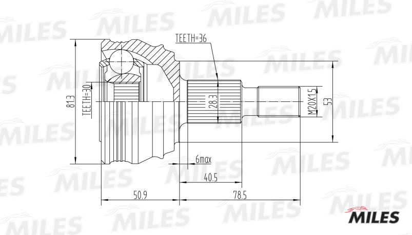 ШРУС AUDI A3/VW G4/Skoda OCTAVIA 1.4-1.9D 96-05 нар. GA20022