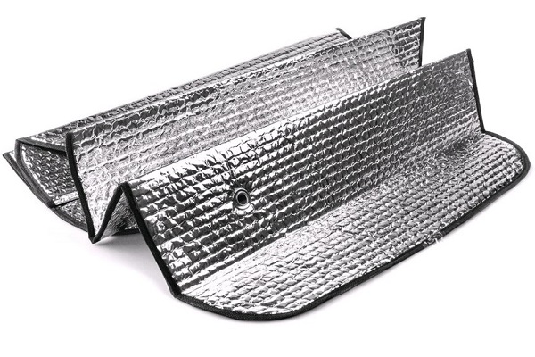 Шторка солнцезащитная на лоб стекло 175*100см (XL) серебро двухсторонняя на присосках (солнцезащитная)